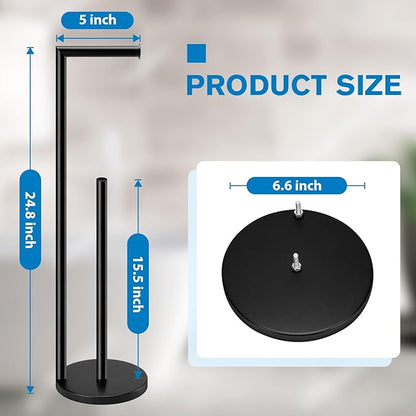 Toilet Paper Holder Stand, Toilet Paper Stand Black, Free Standing Toilet Paper Holder, Toilet Paper with Storage by Bathth