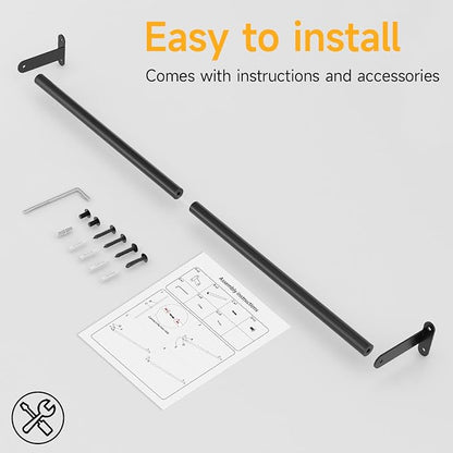 Towel Bar for Bathroom Wall, Black 24 Inch Single Towel Bar Rods for Bathroom, Stainless Steel Heavy Duty Towel Racks for Bathroom Wall Mounted