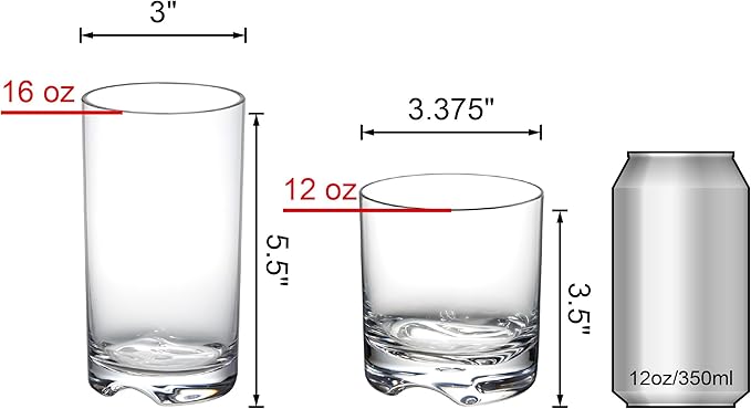 Amazing Abby - Equality - 12-Ounce and 16-Ounce Plastic Tumblers (Set of 8), All-Clear Drinking Glasses, Reusable Cups, BPA-Free, Shatter-Proof, Dishwasher-Safe (Made of Plastic, NOT Glass)