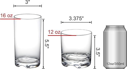 Amazing Abby - Equality - 12-Ounce and 16-Ounce Plastic Tumblers (Set of 8), All-Clear Drinking Glasses, Reusable Cups, BPA-Free, Shatter-Proof, Dishwasher-Safe (Made of Plastic, NOT Glass)