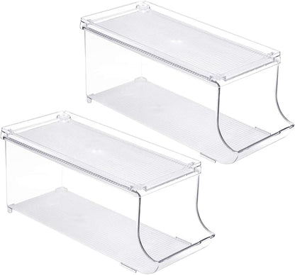 Sorbus Soda Can Organizer for Refrigerator - Stackable Holder Dispenser With Lid for Fridge, Pantry, Freezer - Holds 9 Cans Each, BPA-Free, Clear Design, Drink Organizer (2-Pack)