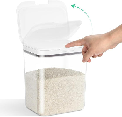 TBMAXS Rice Storage Container - 5.8 Qt | 11 Lbs Crystal-Clear Plastic Food Storage Container Bin with Pop-up Lid for Rice Flour Sugar, Dry Food Holder for Kitchen Pantry Organization and Storage