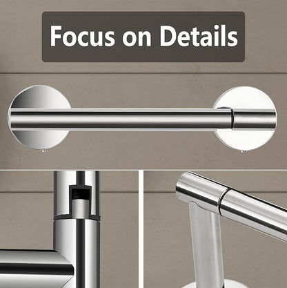 Toilet Paper Holder, Double Post Pivoting Design, Stainless Steel Rustproof Bathroom Tissue Holder, Wall Mount Fits Mega Rolls, for Home, RV, Commercial Bathroom Chrome
