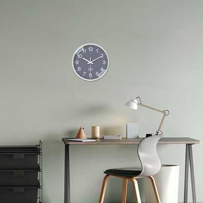XNM Small Grey Minimalist Wall Clocks Battery Operated 8 Inch Classic Analog Clock for Living Room Kitchen Office Bedroom Modern Wall Clock Silent Non Ticking