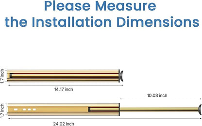 Valet Rod 14-Inch，Tenovel Pull-Out Closet Clothes Rust-Free Closet Hanging Clothes Hat Rack Rod (Mounting Screws Included)-Bright Gold