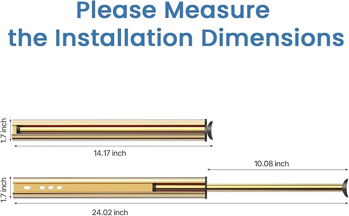 Valet Rod 14-Inch,Tenovel Closet Hanging Rod, Rust-Free Closet Hanging Clothes Hat Rack (Mounting Screws Included)-Matte Gold