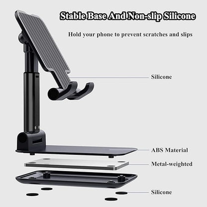 Meetuo 2 Pcs Cell Phone Stand, Adjustable Angle Height Phone Stand for Desk, Fully Foldable/Portable Phone Holder, Compatible with iPhone 17/16/15/14/13/12/Smartphones