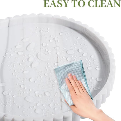 Round Bathroom Tray Silicone Kitchen Counter Decor Vanity Organizer Decorative Coffee Table Tray for Perfume, Candle, Soap Dish, 9 Inch, Marble