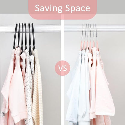 ManGotree 11" Baby Velvet Hangers, Non-Slip Kids Coat Hangers with 360° Swivel Hook, Ultra-Thin Felt Children's Hanger for Infant & Toddler Clothes, 66 Pack (Light Pink)