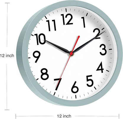 AKCISOT Wall Clock, Modern Small Wall Clocks Battery Operated 12 Inch, Silent Non-Ticking Analog Classic for Office, Home, Bathroom, Kitchen, Bedroom, School(Blue Gray)