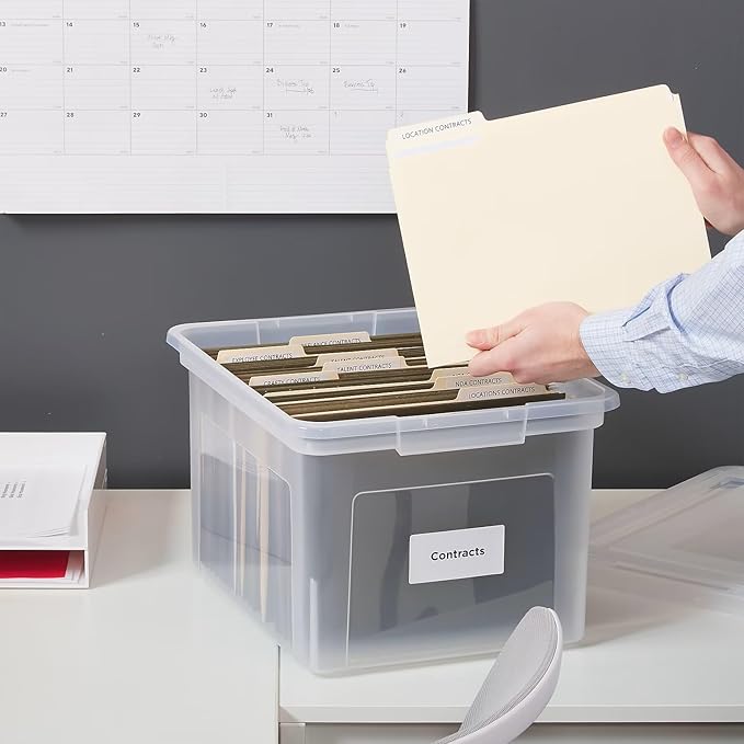 STAPLES File Box Plastic File Box Snap, Letter/Legal Size, Clear, 2/Pack