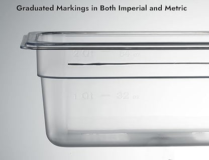 CURTA 6 Pack NSF Food Pans, 1/4 Size 4 Inch Deep, Commercial Polycarbonate Plastic Clear Freezer-Safe