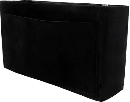 Purse Organizer Insert, Suede Bag Organizer Handbag Tote Shaper, Suede Material, Soft and Non Damaging Bag (Black, Large)