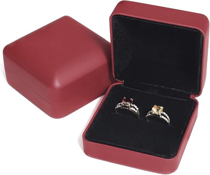 Velvet Ring Gift Box, Small Jewelry Earring Studs Holder Case for Wedding Day, Proposal, Engagement, Anniversary, Ring Display Storage Box for Women Girl (Red S)