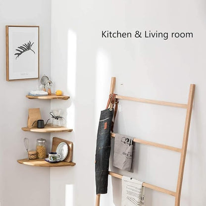 Conamily Corner Shelf, 7inch Solid Oak Wood Floating Corner Shelf Wall Mount Round End Floating Speaker Shelves with Wire Hole for Small Plant Photo Frame for Bedroom Kitchen, Living Room | Wire Hole, Small Plant, Photo Frame, Bedroom, Kitchen, Living ...