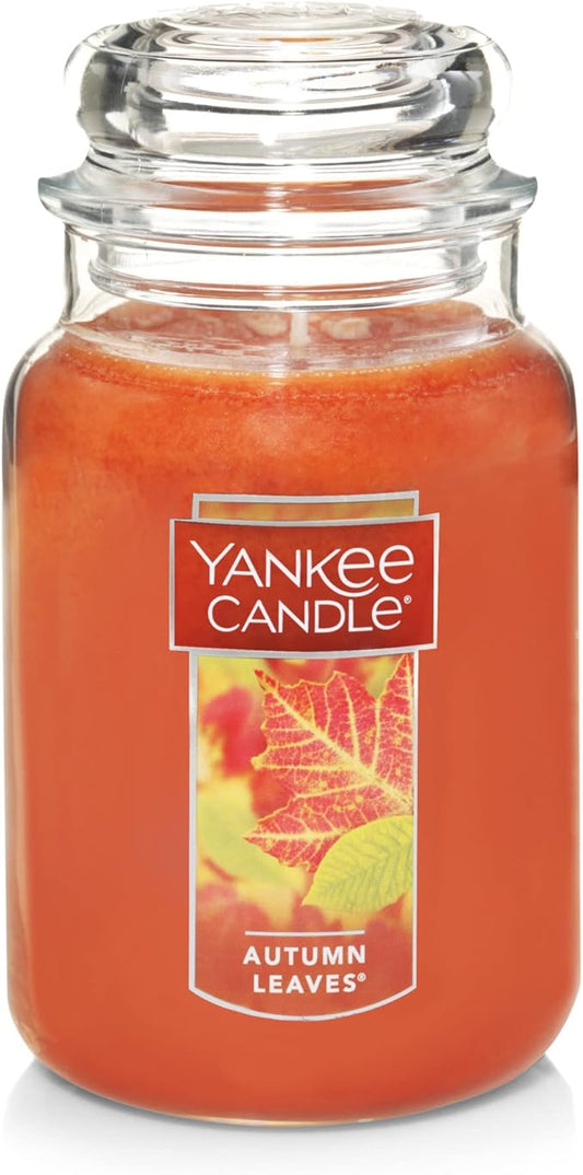 Yankee Candle Autumn Leaves Scented Classic 22oz Large Jar Single Wick Aromatherapy Candle Over 110 Hours of Burn Time Apothecary Jar Fall Scented for Home