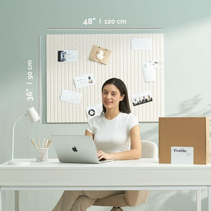 Large Bulletin Board 48"x36" - Office Wall Organizer, Replace your Old Cork Boards for Walls for Office Decor -12-pack Felt Wall Panels to Use in Home Office Decor, Classroom Decor (Limestone)