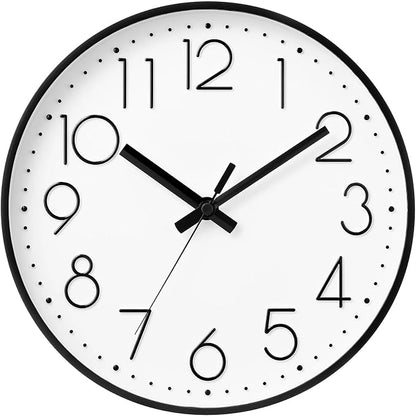 DAXSMY Wall Clock - 12 Inch Silent Non-Ticking Modern 3D Wall Clocks Battery Operated - Decorative Clock for Kitchen, Home Office, Bathroom, Bedroom, Living Room(White)