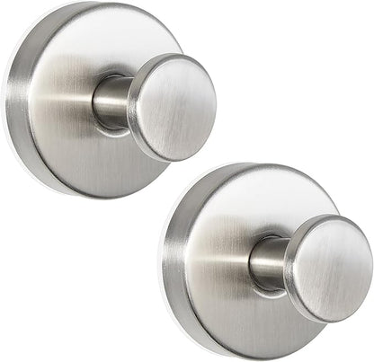 ZESLMG Suction Cup Hooks for Shower, Nickel Wreath Hangers for Front Door Glass Window Bathroom Kitchen Wall, Removable Towel Holder Bath Robe Loofah Coat Hooks No Damage for Hanging, 2 Pack
