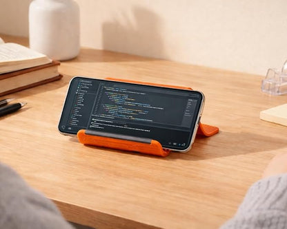Silicone Phone Holder Flexible Aluminum Bendable Phone Holder Silicone Phone Stand for Desk Travel Treadmill Travel Phone Stand for Plane(Orange)