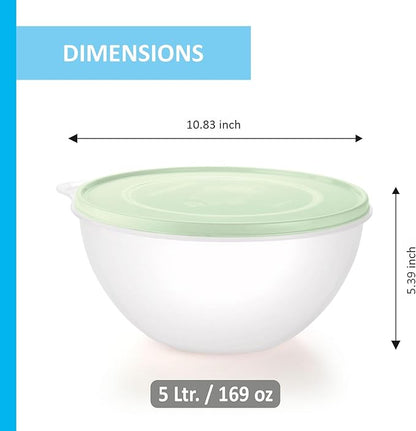 SIGNORA WARE Large Food Storage Containers with Lids Set of 2 – Durable Food Containers with Lids Airtight – Food Grade Non-BPA Plastic Salad Bowl with Lid Leftover Containers – Nestable Design