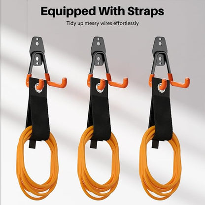 Garage Hooks Heavy Duty, 10 Pack Wall Mount Storage Hangers with Extension Cord Holder Organizer, for Power Tool, Garden Tool, Utility, Ladder, Hose and More