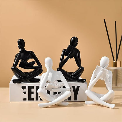 LINZHEN Style-A White, Creative Abstract Thinker Bookend for Home Aesthetic, Study, and Wine Cabinet – Stylish Shelf Decor Accent and Thoughtful Gift for Living Room, Bar, or Coffee Shop