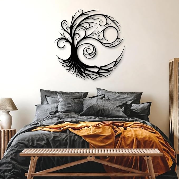 Yemwot Metal Tree of Life Wall Decor, Circle of Life Metal Tree Wall Art, Branch Art, Spiritual Decor, Modern Sculpture Decoration, Living Room Bedroom Decoration (Gold, 29"x 29"| 76x76cm)