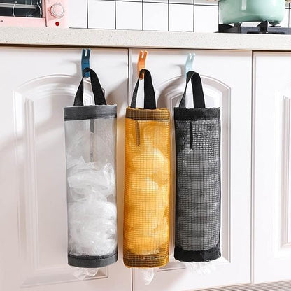 TOGETRUE Plastic Bag Holder, Mesh Grocery Bag Holder Hanging Storage Bag Dispenser (Grey 2 Packs)