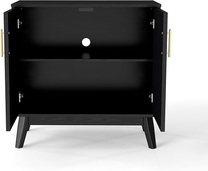 LKTART Black Sideboard Buffet, Small Storage Cabinet with Doors and Shelves for Living,Kitchen