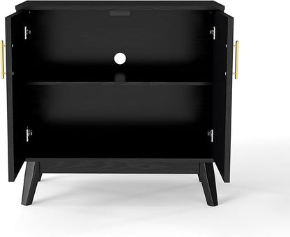 LKTART Black Sideboard Buffet, Small Storage Cabinet with Doors and Shelves for Living,Kitchen