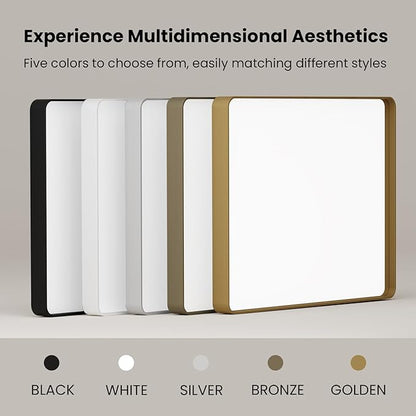 Gold Bathroom Mirror, 20x30 Inch Brushed Gold Metal Frame Mirror for Wall, Rounded Rectangle Bathroom Vanity Mirror, Tempered Glass, Anti-Rust, Horizontal/Vertical