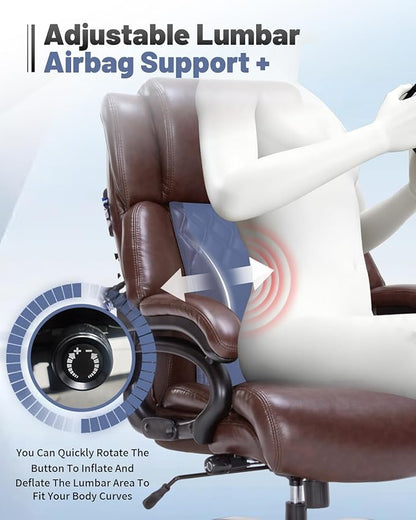 800lbs Executive Office Chairs, Big and Tall Desk Chair with Lumbar Support, Office Chair for Heavy People, Heavy Duty Office Chair with Pocket Spring Cushion, Dual Rubber Wheel