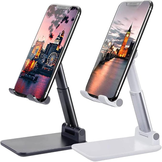 Meetuo 2 Pcs Cell Phone Stand, Adjustable Angle Height Phone Stand for Desk, Fully Foldable/Portable Phone Holder, Compatible with iPhone 17/16/15/14/13/12/Smartphones