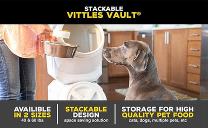 Vittles Vault Traditional Pet Food Storage Container For Dog Kibbles/Bird Seed/Oatmeal/Rice/Flour/Cereal, BPA Free Plastic, Sealed Airtight For Cat Food, Up To 60 lb, Made in USA, With Scoop, Gray