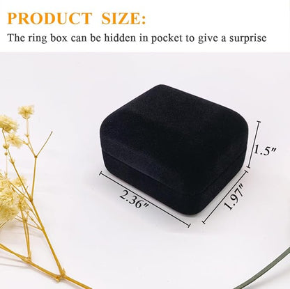 GBYAN 2 Pieces Velvet Ring Box, Jewelry Display Gift Box, Ring Case for Proposal,Engagement, Wedding,Black