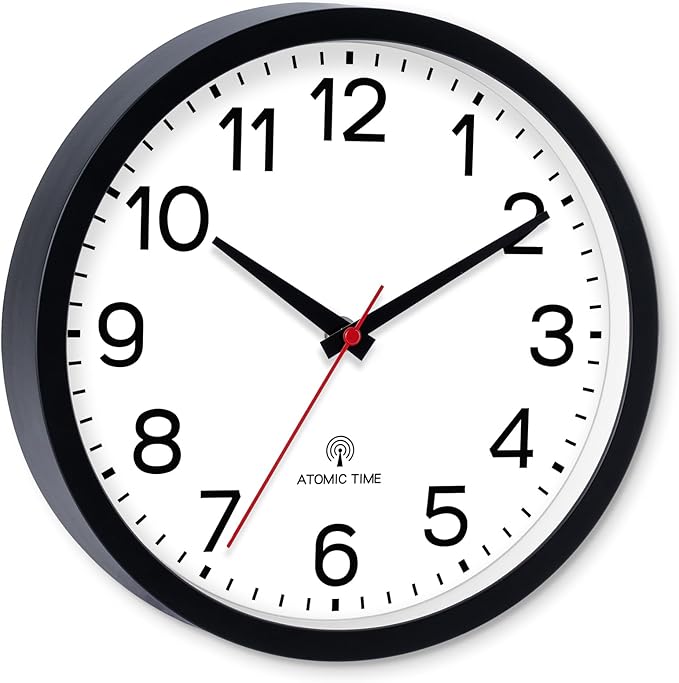 AKCISOT Atomic Black Wall Clock Analog Clocks for Indoor Kitchen, Battery Operated Clock for Bedroom Office Living Room(12 Inch)