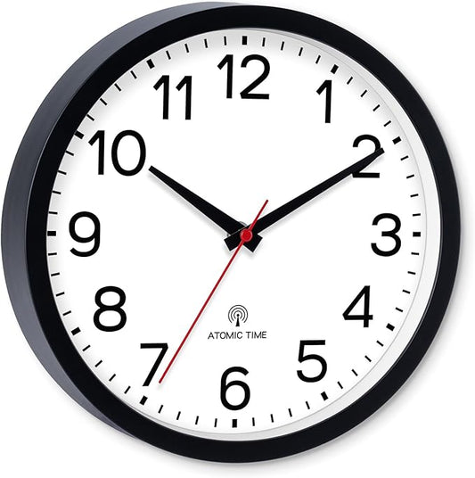AKCISOT Atomic Black Wall Clock Analog Clocks for Indoor Kitchen, Battery Operated Clock for Bedroom Office Living Room(12 Inch)