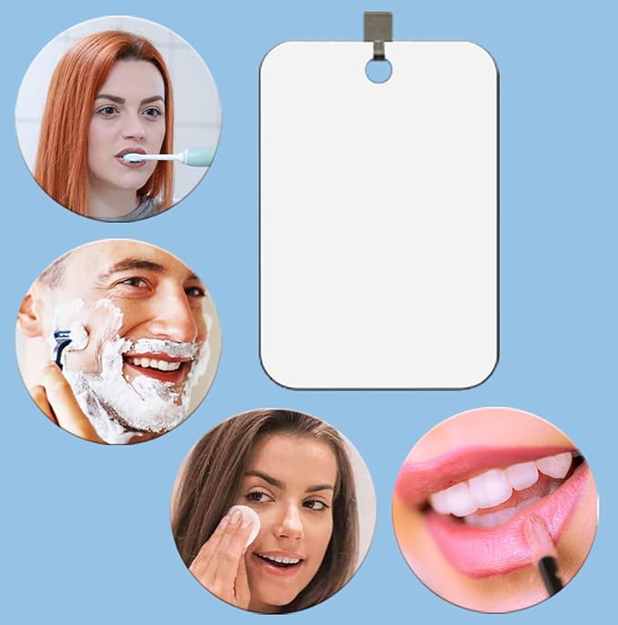 Shower Mirror Shaving Mirror Acrylic Small Travel Makeup Bathroom Wall Hanging Plastic Mirror for Women Men 11" x 7.48" with 1 Adhesive Hooks