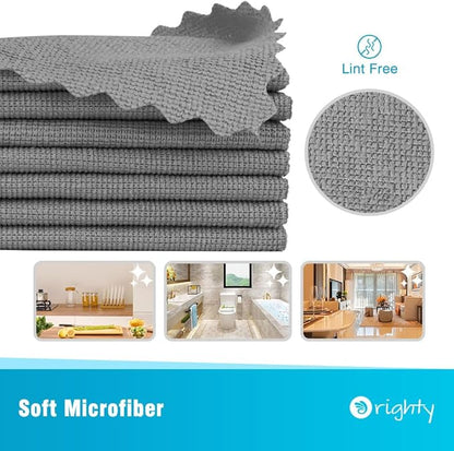 Orighty Grey Microfiber Cleaning Cloth, 24 Pack Highly Absorbent Cleaning Rags, Microfiber Towels for Cars, Household Cleaning Supplies, Reusable Lint Free Cloths for House, Kitchen, 12 x12 inch