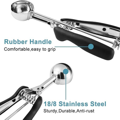HOMURE H Cookie Scoop Set, Include 1 Tbsp/2 Tbsp/3 Tbsp, Cookie Dough Scoop, Cookie Scoops for Baking Set of 3, 18/8 Stainless Steel, Good Grip, Non-Slip, For Cookies Cupcake Muffin Ice Cream waffle