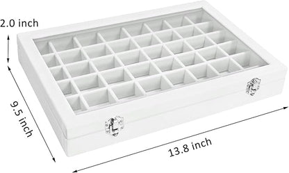 Vicoter Velvet Jewelry Tray 48 Compartments Jewelry Display Organizer with Transparent Cover Rings, Earrings, Necklaces, Pendants Storage Box for Girls, Wives, Mothers, Women