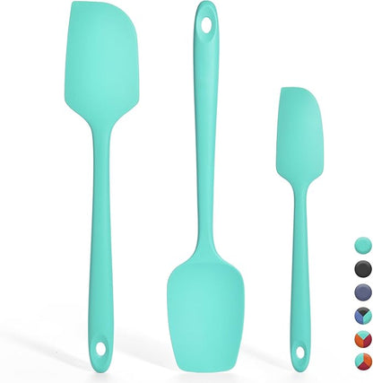 3 Pieces Silicone Spatula Set: Ironberry 600ºF Heat Resistant Food Grade Cooking & Baking Utensils, Kitchen Flexible Nonstick Rubber Scraper for Scraping, Mixing, Scrambling, Flipping (Aqua Sky)