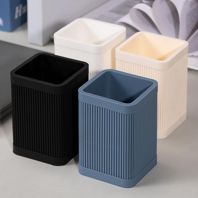 Aesthetic Pen Holder For Desk, Modern Silicone Pencil Holder, Stylish Office Desk Decor, Made of 5 mm Thickened Premium Silicone, Office Desk Organizer And Accessories (Dark Blue)