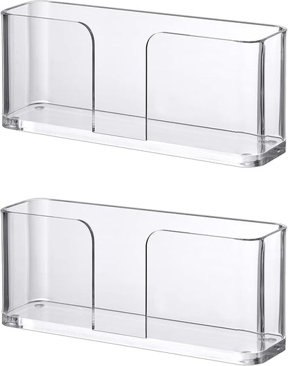Amazing Abby Acrylic Guest Towel Napkin Holder (8.5"x4.5") (2-Pack), Plastic Napkin Dispenser with Non-Slip Pads, Clear Napkin Stand, Great for Kitchen Counter, Dining Table, Bathroom Vanity, and More