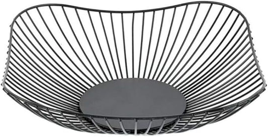 7UYUU Metal Fruit Basket - Black Fruit Bowl for Kitchen Counter - Wire Storage Basket for Vegetable Snack Candy - Square Fruit Holder for Countertop - 10 Inches (Square)