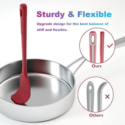 ChefAide 4 Pieces Silicone Spatula Set, Food Grade Rubber Spatula, Upgrade Strong Handle with Ergonomic Grip, Heat Resistant for Nonstick Cookware, Cooking