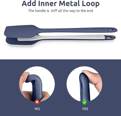 14" Extra Long Silicone Spatula: U-Taste 480ºF Heat Resistant Flexible Baking Mixer Scraper, Large Rubber Mixing Stirring Scraping Seamless Kitchen Turner Utensil for Nonstick Cookware(Midnight Blue)
