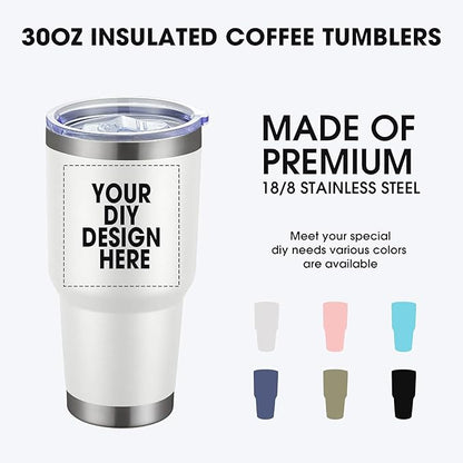 Personalized Coffee Tumbler Print in USA 30oz Stainless Steel Double Wall Insulated Coffee Cup With Text Photo Logo