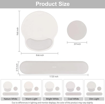 MOSISO Wrist Rest Support for Mouse Pad&Keyboard Set, Circle Curved Ergonomic Mousepad&Coaster Non-Slip Base Home/Office Pain Relief&Easy Typing Pad with Soft Cloth&Silicone Lining, Stone Gray